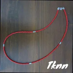 ブランド系に 赤 ビーズネックレス 50cm メンズ