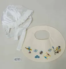 フードセット 男児用 2点セット 帽子 よだれかけ スタイ 赤ちゃん産着 お宮参り NO40783