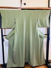 着物 江戸小紋 正絹 / 緑色系 / 流水 / 身丈約152cm 裄丈約66cm 袖幅約48cm 後幅28.5cm 前幅26cm TCS着物 W18