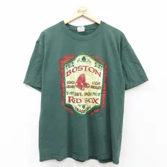 L/古着 リー Lee 半袖 ビンテージ Tシャツ メンズ 00s MLB ボストンレッドソックス クルーネック 緑 グリーン メジャーリーグ ベースボール