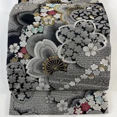 平和屋着物◎六通柄袋帯 唐織 糸巻き枝垂れ桜文様 金銀糸 正絹 逸品