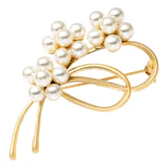 【ゴールド × ワンサイズ】[Cream dot. クリームドット公式] ブローチ フォーマル 卒業式 卒園式 入学式 入園式 ママスーツ コサージュ 華やか ピン 上品 エレガント パール フラワー マット 艶消し 大人 バッグ マフラー ニット