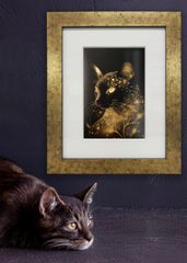 Japanese Luster 箔02【インチ額】／猫　ねこ　特殊印刷　特殊紙　額装付き　グラフィックアート　インテリア