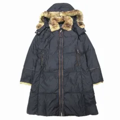 ウィークエンドマックスマーラ Maxmara WEEKEND LINE ラビットファー 中綿 ロングコート アウター レザーパイピング ブラック 