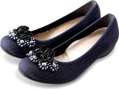 ファーストコンタクト パンプス レディース 痛くない ストラップ 歩きやすい ローヒール 黒 靴 フラット ぺたんこ ソール 仕事 コンフォートシューズ nc39764 Dネイビー（） 23.5cm