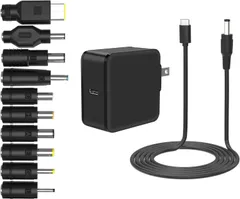 T ノートPC用ACアダプター Type C 65W USB-C ACアダプター 18.5V 19V 19.5V 20V 万能 パソコン用 交換電源アダプタ 65W USB TYPE-C ノートパソコン 充電器 10種類コネクタ付のサムネイル