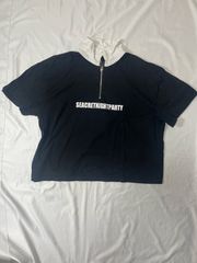 【224198】WEGO ウィゴー 半袖Tシャツ ハーフジップ ロゴ コットン100% F ・ ブラックのサムネイル
