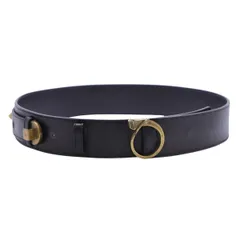 グッチ GUCCI ベルト ブラック×ゴールド金具 レザー 115695 1766 レディース 女性 【中古】