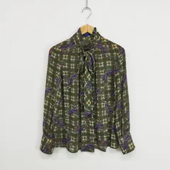 BOUTIQUE NICOLE ブティック ニコル ボウタイ レトロ ブラウス シャツ 長袖 総柄 DCブランド アーカイブ 古着 VINTAGE レディース サイズ 38 LF171