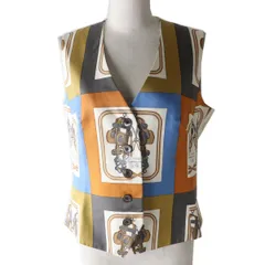 極美品△フランス製 HERMES エルメス レディース BRIDES de GALA 式典用馬勒 シルク100％ ベスト／ジレ マルチカラー 38 レディース 人気のサムネイル