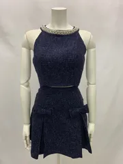 1136 DAZZY デイジー　キャバクラ　ドレス　セットアップドレス　ツイード　リボン　パール　ノースリーブ　ミニ　キャバドレス　S