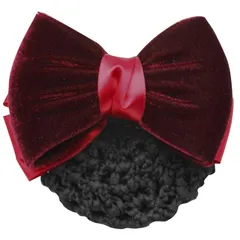 【新着商品】(RONGUI) お団子 ネット シニヨン バレッタ リボン 大きめ 髪留め ヘアネット おだんごヘア ヘアネット (レッド（赤）)