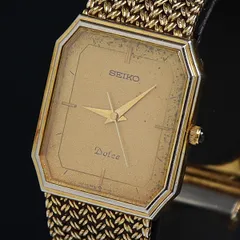 稼働 セイコー ドルチェ 9531-5080 QZ ゴールド文字盤 メンズ腕時計 2000000 NSK SMZ