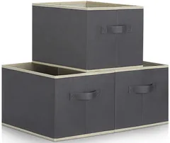新品 ASXSONN 収納ボックス 3個セット 幅40×奥行30×高さ26cm 折り畳み 収納ケース 引き出し 大容量 収納 ボックス 取っ手付き クローゼット 収納ケース 衣類 おもちゃ ケース 収納 雑貨かご 押入れ収納 小物入れ (グレー)