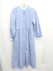 ◇ ⊇ mily bilet ストライプ柄 長袖 ロング丈 ワンピース サイズS ライトブルー ホワイト系 レディース E  【1503050049412】