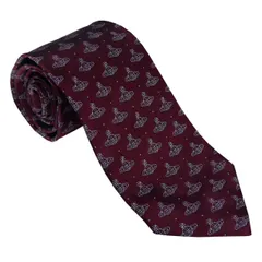 【新品】Vivienne Westwood ヴィヴィアンウエストウッド ネクタイ メンズ 2022AW S81050004 W00CH I409-WINE ワイン 幅8.5cm 送料無料 専用BOX 箱付き シルク100％ ギフト 人気 高級 ブランド  成人