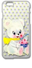 【新品未使用】iPhone6 Plus / 6s Plus アイフォン6sプラス クリア ハードケース ( テディベアとアイスクリーム ) くま レトロ 星 スター ドット cl-iphone6splus-182