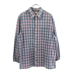 エルエルビーン チェック 長袖 コットンシャツ M ブルー系×ピンク L.L.Bean アウトドア メンズ