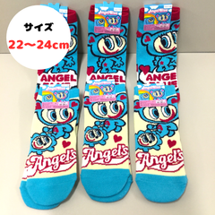 l003【セット売り】Angel Blue 靴下 6足セット エンジェルブルー ソックス くるぶし丈 平成リバイバル 平成レトロ 復刻アイテム ナカムラくん かわいい エモい 懐かしい キャラクターグッズ レディース 女子 子供 キッズ プレゼント