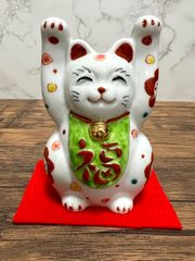 とらさん　九谷焼　色絵金彩　招き猫　置物　縁起物　在銘　F　R4990B とらさん様専用 九谷焼 色絵金彩 招き猫 置物 縁起物 在銘 F