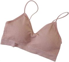 karim ブラトップ ノンワイヤー 楽ちん リラックス ブラジャー レディース 下着 インナー ナイトブラ キャミソール( ピンクブラウン,  Free Size)