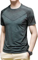 Kozy More 機能性 メンズ Tシャツ 涼しい 半袖 消臭 吸汗速乾 DRY 抗菌 防臭ドライ リフレクター スポーツ 運動着 丈夫 ティーシャツ 夏服(01-Green,  2XL)