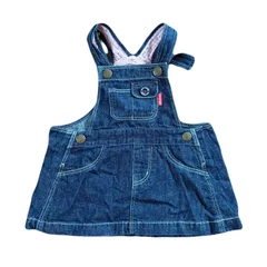 ミキハウス　ジャンパースカート　Sサイズ　デニム　キッズ　ピンク　70-80