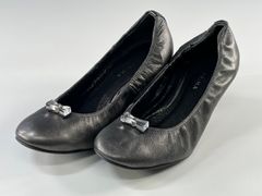 ★美品 ANTEPRIMA アンテプリマ パンプス ウエッジヒール レディース レザー 本革 ブラック系 サイズ24.5㎝ 6㎝ヒール 中古品