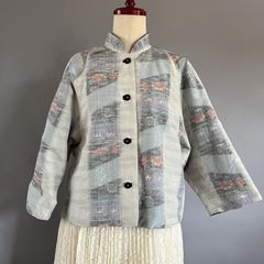 着物リメイク 大島紬 ジャケット ラグラン袖 上着 リバーシブル | Japanese Kimono Remake Oshima tsumugi Jacket raglan sleeves #2406-007