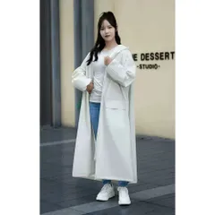 ☆ オフホワイト ☆ M ☆ レインコート レディース レインウエア ロング レインコート レディース リュック対応 ロング レインウェア レインウエア 雨靴 雨具 合羽 かっぱ カッパ レインポンチョ リュック ロング丈 前開き 着脱簡単 完全防水 防水