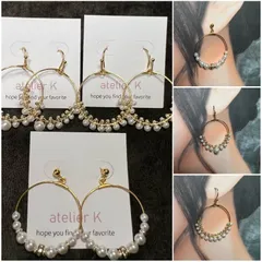 パールゆれるフープピアス【オープン記念SALE】14KGF サージカルステンレス316L