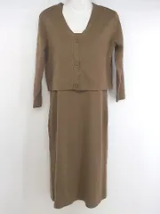 ◇ OLUPIC オルピック ニット ワンピース カーディガン アンサンブル サイズF ブラウン レディース E  【1303280009688】