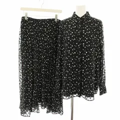 セオリーリュクス 22SS セットアップ 上下 シアードットジャガードウェリア SHEER DOT JQ WELIA シャツ ブラウス 長袖 シアードットジャガードミディ SHEER DOT JQ MIDIE スカート ロング フレア ドット柄 38 黒のサムネイル