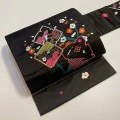 MO-3425 名古屋帯 創作帯 絞り 黒繻子 黒色 MO-3425 名古屋帯 創作帯 絞り 黒繻子 黒色 - メルカリ