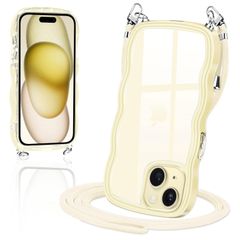 【特価】iPhone15 ケース クリア ショルダー カバー いPhone 15 スマホケース 創意 個性 肩掛け 首掛け 斜めかけケース 可愛い かわいい 韓国 透明 TPU 薄型 耐衝撃 アイフォン15(イエロー)