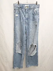 ◇ Θ AZUL BY MOUSSY ダメージ　ワイド ジーンズ デニム パンツ サイズ27 ブルー レディース P  【1409250030505】
