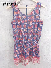 ◇ Sonny Label サニーレーベル URBAN RESEARCH 総柄 ノースリーブ オールインワン サイズF ブルー レッド レディース 【中古】 【1002800450978】