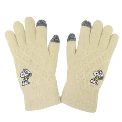 スヌーピー 手袋 ワンポイント刺繍スマホ対応ケーブル手袋 びっくり ピーナッツ スモールプラネット 防寒用品 あったかグッズ キャラクター グッズ 