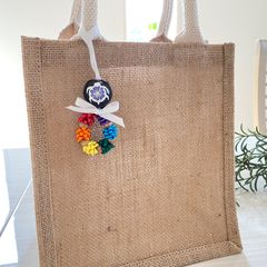 虹色のバッグチャーム⭐︎ハワイアンリボンレイ