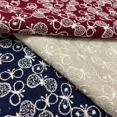 ＊コットンリネン　蝶々　【刺繍柄　 3枚セット】