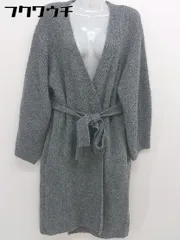 ■ ◎ NATURAL BEAUTY BASIC ウエストリボン付き 長袖 ニット コート サイズM グレー系 レディース  【中古】 【1111260005618】