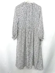 ◇ ⊂ AMERICAN HOLIC バンドカラー 前開きボタン花柄 長袖 ロング ワンピース サイズM ブラック レディース E  【1409100047172】