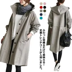 フード付き トレンチコート 体型カバー スプリングコート トレンチコート 30代 ジャケット ロング 大きいサイズ 40代 50代 20代 カーディガン ストレッチ 防風 前開き 羽織り レディース #lucky596498