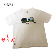 古着　チャムス　CHUMS 前プリント　Lサイズ　ホワイト　タウンユース　キャンプ　アウトドア