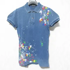 ポロラルフローレン 半袖 デニムポロシャツ ヴィンテージ加工 ペイント
