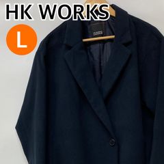 HK WORKS LONDON エイチケーワークスロンドン チェスターコート ロングコート アウター ネイビー レディース Lサイズ【CT1281】