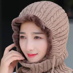 フードウォーマー 冬用帽子 ニットウール レディース 保温 耳保護 防風 通気性良好 肌触り良い 一体型ネックウォーマー 快適 おしゃれ 通勤 通学 自転車 可愛い 優れた保温性 おしゃれ 機能的 フェイスマスク フリース素材 人気 xzjhahb#