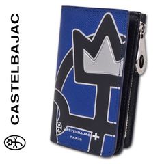 カステルバジャック CASTELBAJAC 牛革 キーケース 小銭入れ ウプラ ブルー 青 メンズ レディース コインケース スマートキー 定価14,300円 家紋ロゴ 無料ラッピング可能