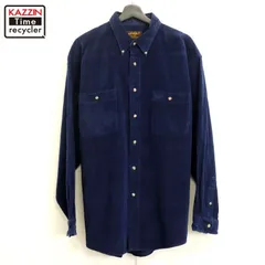 90s vintage Eddie Bauer 無地 ボタンダウン コーデュロイ 長袖シャツ メンズ 表記Lサイズ