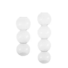 【在庫処分】[Queen-b] 花瓶 ガラス 大小2個セット おしゃれ 一輪挿し フラワーベース 造花 生け花 北欧 花器 かわいい 丸 シンプル 円柱 透明 クリア インテリア 飾り 装飾 室内 (クリア)